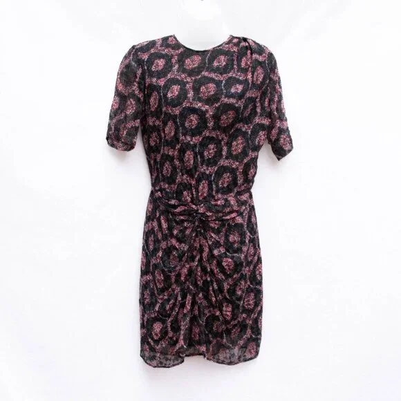 ISABEL MARANT Dress Women 38/6 Talia Twist Front Silk Draped Half Button Up Back - Picture 2 of 13